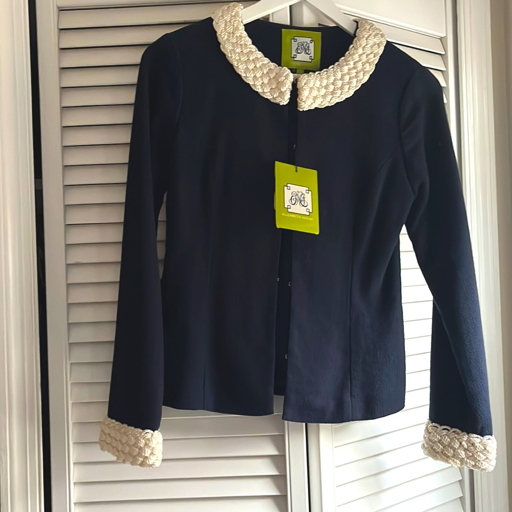 NEW Elizabeth McKay Navy Rope Jacket sz 2